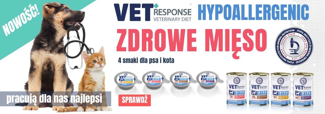Karma mokra weterynaryjna VET Response dla psa oraz kota hypoallergenic, Karma na problemy z alergią skórną - pupilkarma.pl